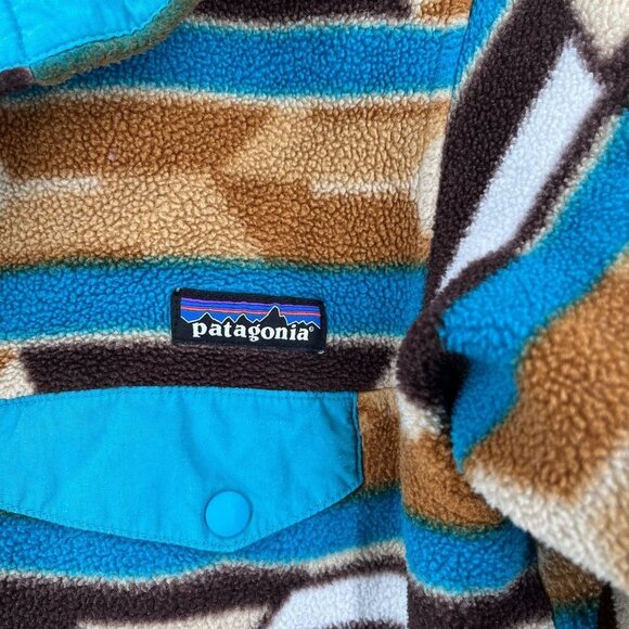 Patagonia Synchilla Fleece Pullover Womens Size S Snap Teal Brown Aztec Mountain - Picture 3 of 12